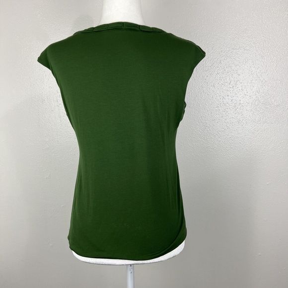Classiques Entier Blouse Women Medium Green Brown Wood Chain Collar Casual Top - Picture 4 of 12